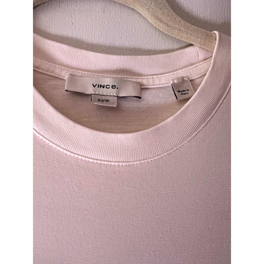 Vince Women's Off White Pima Cotton Solid Crew Neck T-Shirt XS 36x21